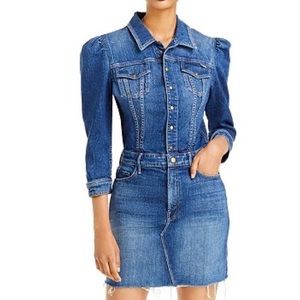 MOTHER | THE PUFFY BRUISER DENIM MINI DRESS